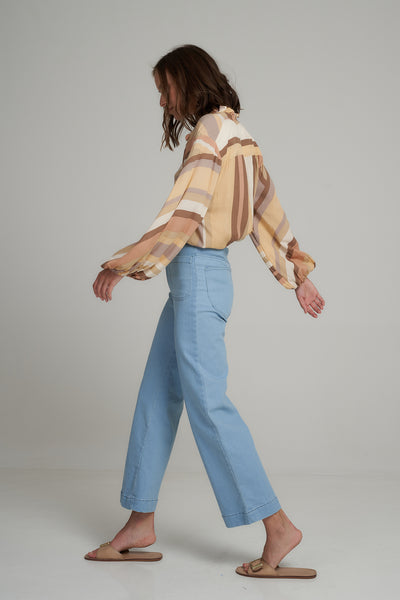 Lilya Indah rayon voille top retro stripe