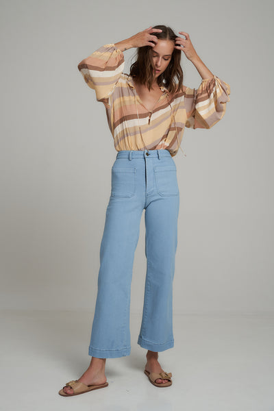 Lilya Indah rayon voille top retro stripe
