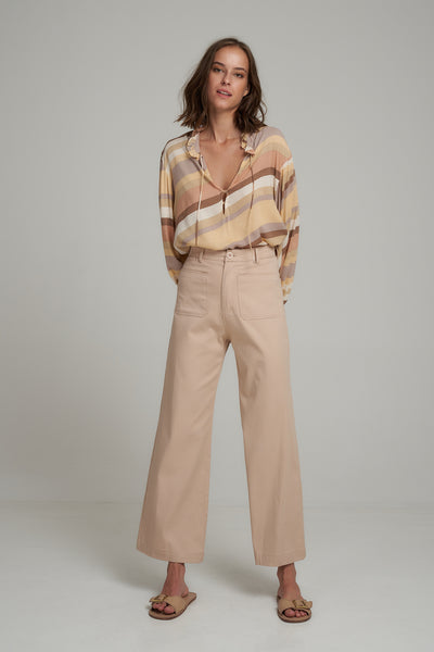 Lilya Indah rayon voille top retro stripe