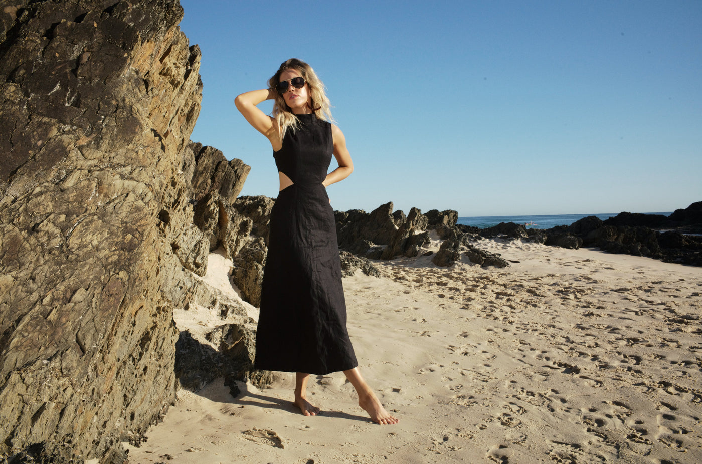 SOVERE/STUDIO VIRTUE MIDI DRESS BLACK BABY LEMONADE