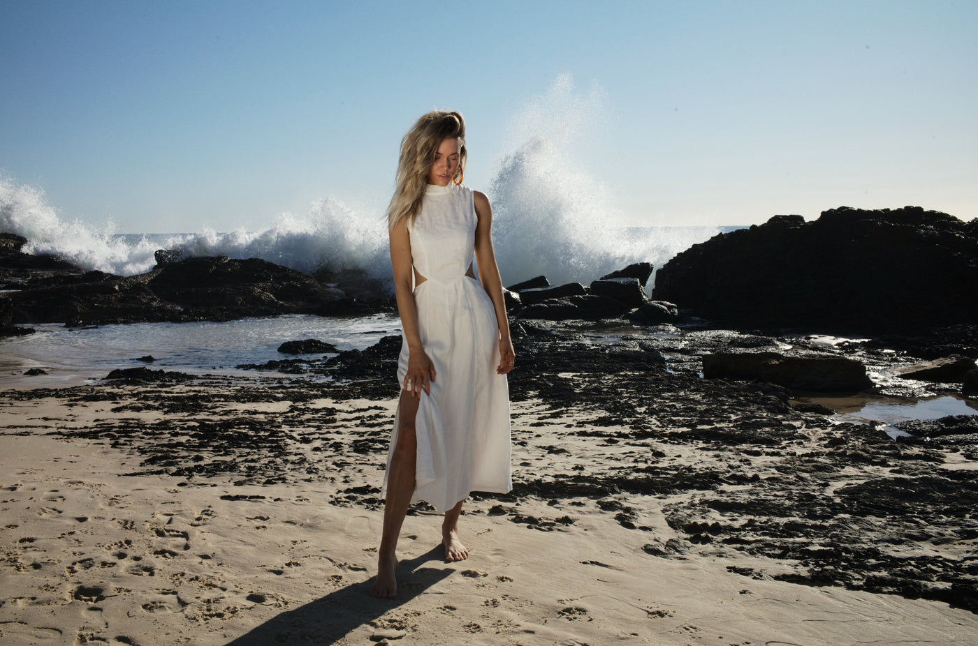 SOVERE/STUDIO VIRTUE MIDI DRESS CHALK BABY LEMONADE