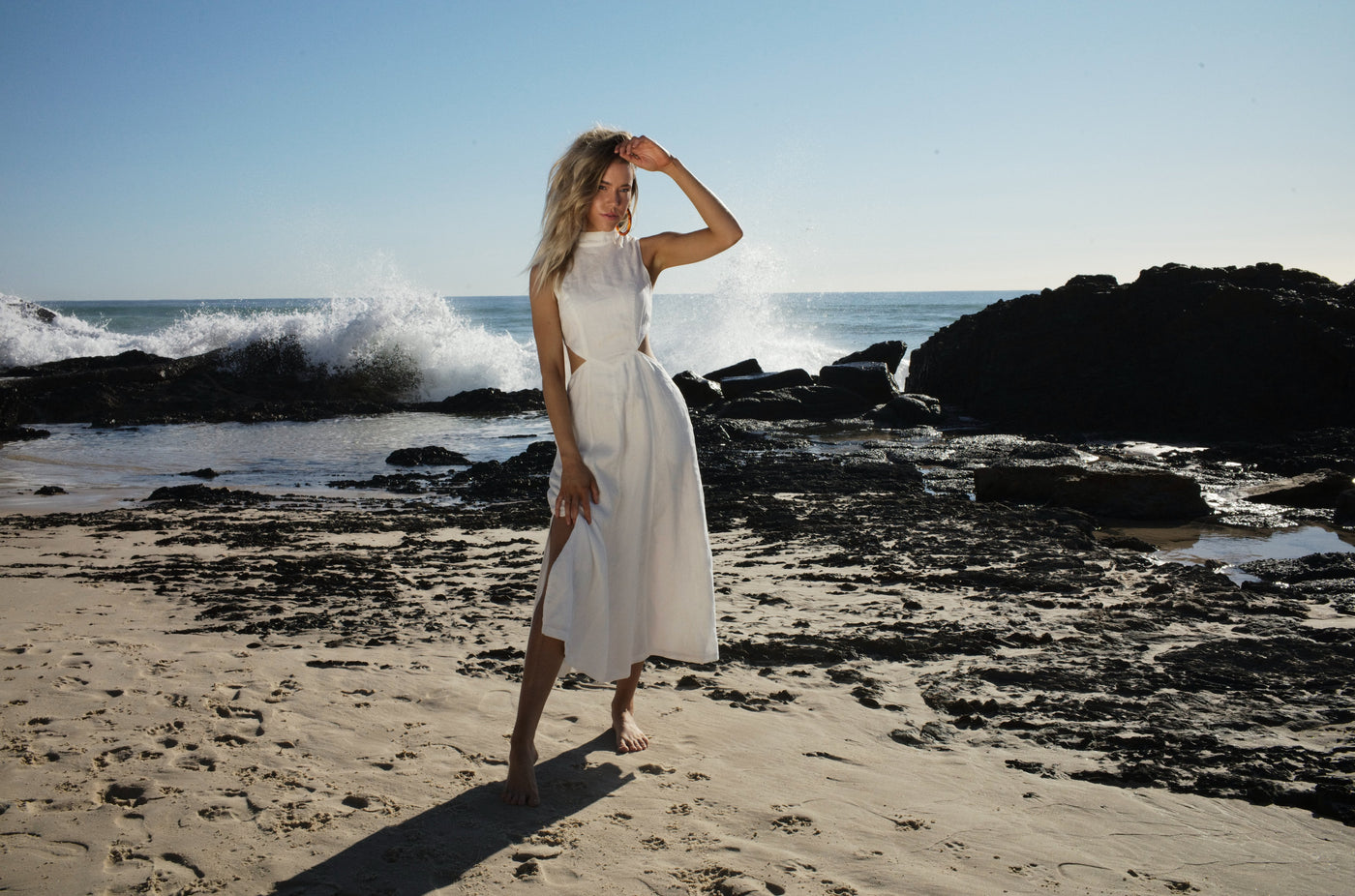 SOVERE/STUDIO VIRTUE MIDI DRESS CHALK BABY LEMONADE