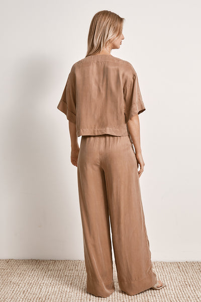 Mon Renn Sorrento cupro wide leg pant Mocha