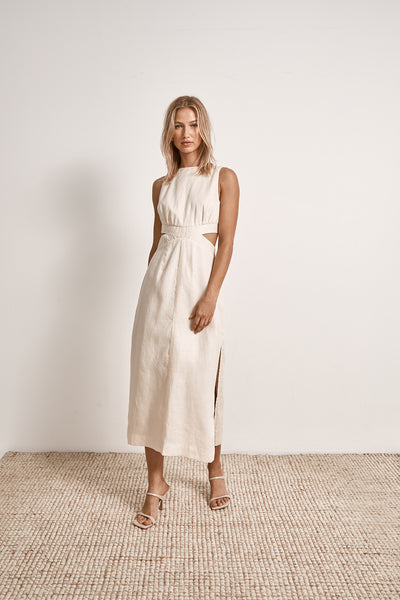 BASK MIDI DRESS ECRU