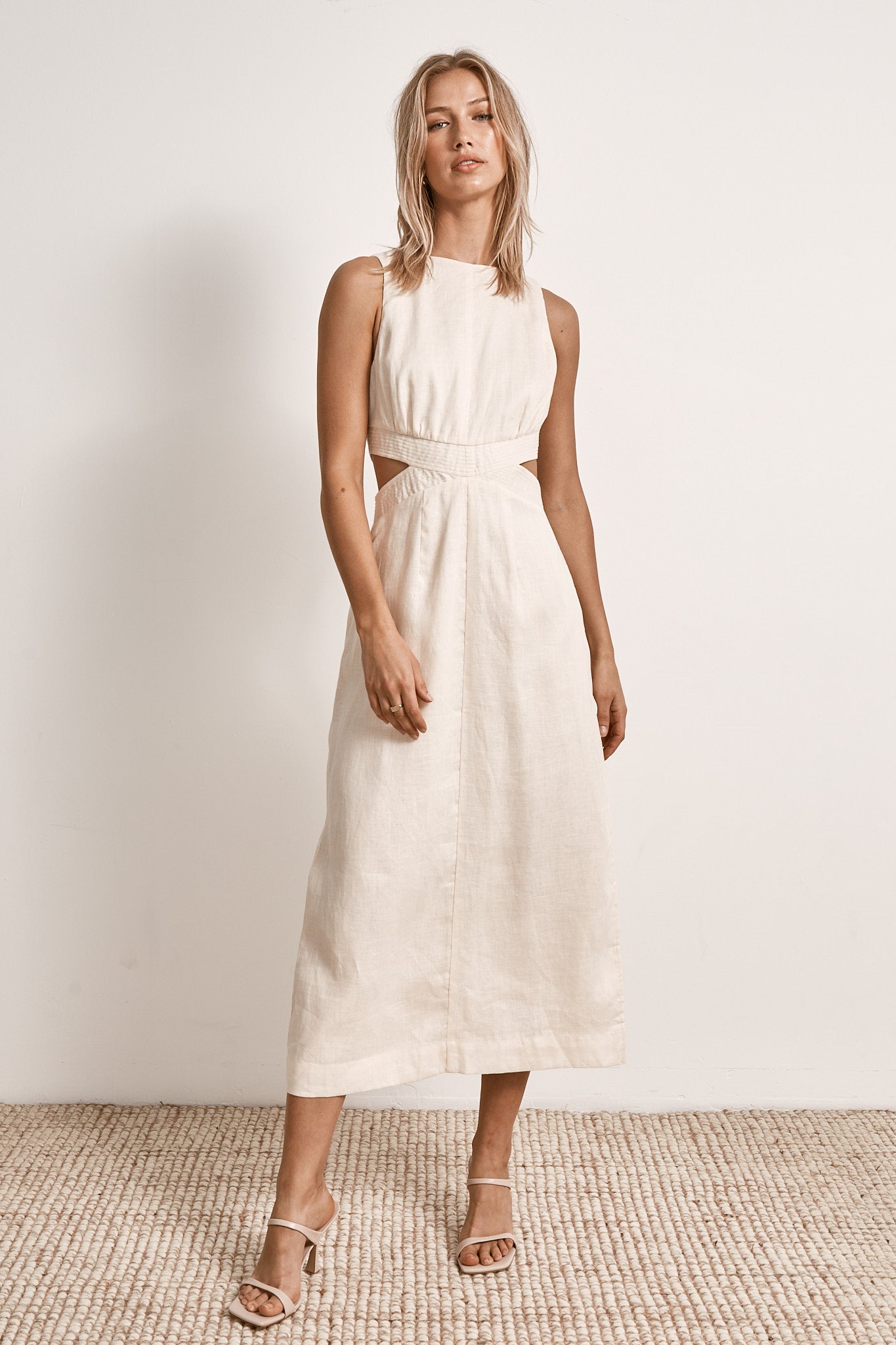 BASK MIDI DRESS ECRU