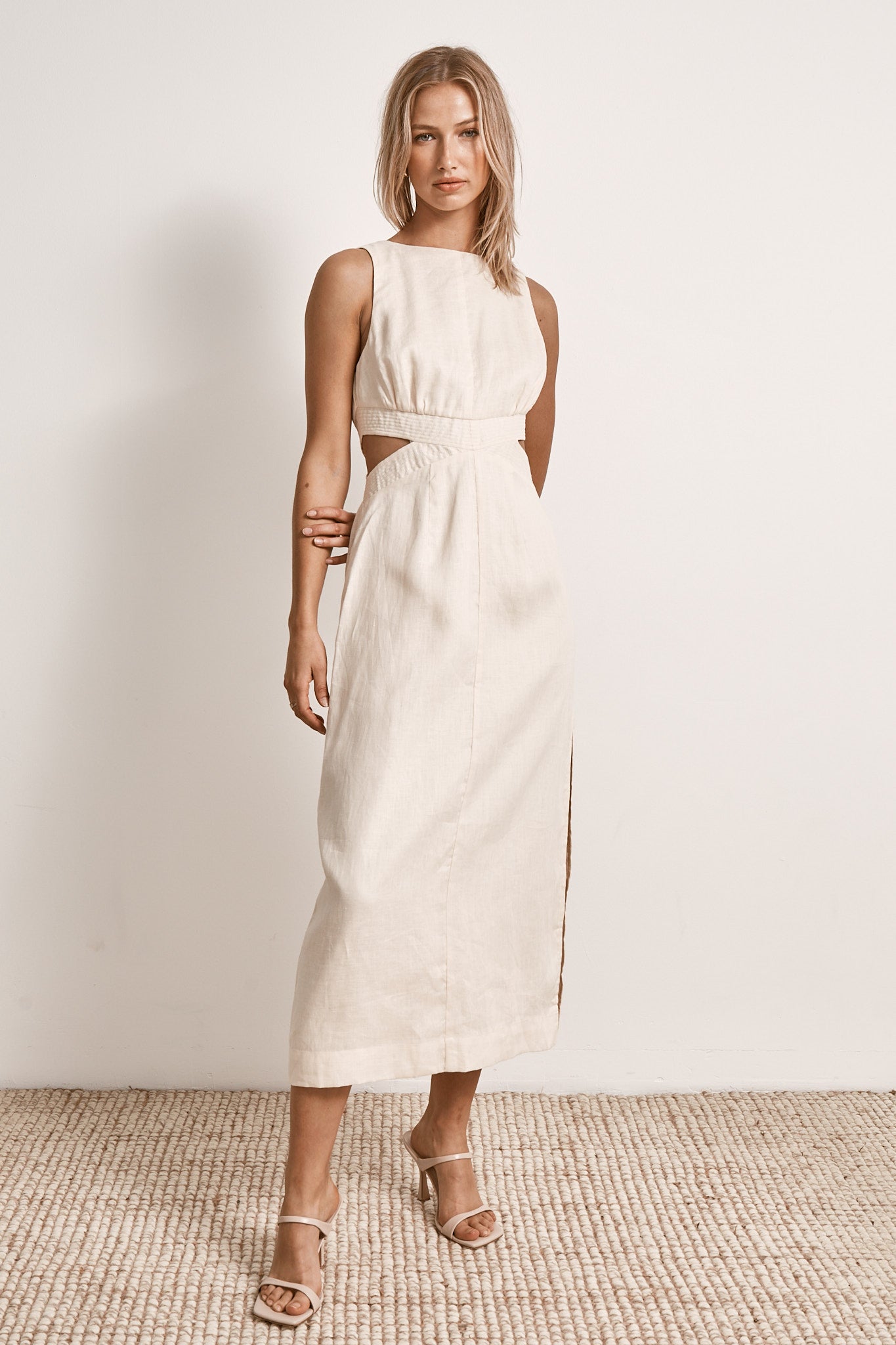 BASK MIDI DRESS ECRU