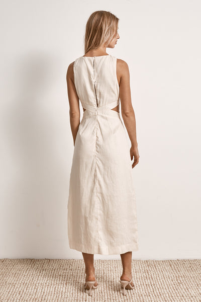 BASK MIDI DRESS ECRU