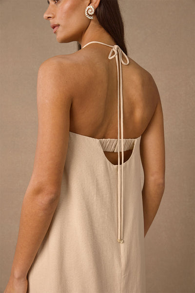 MON RENN AELIA MIDI LINEN DRESS SAND