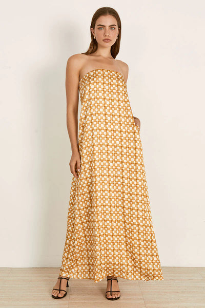 Mon Renn Lumen midi dress golden check