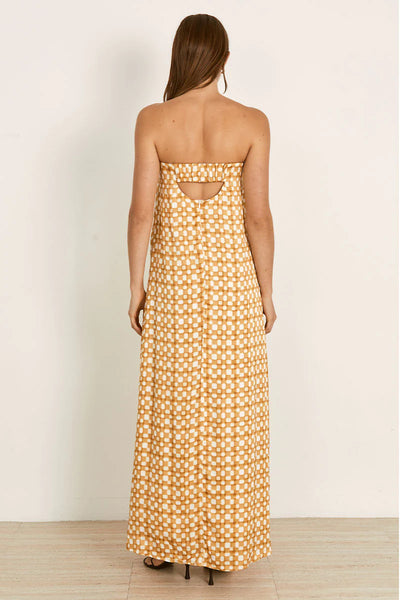 Mon Renn Lumen midi dress golden check