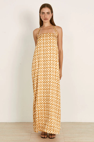 Mon Renn Lumen midi dress golden check