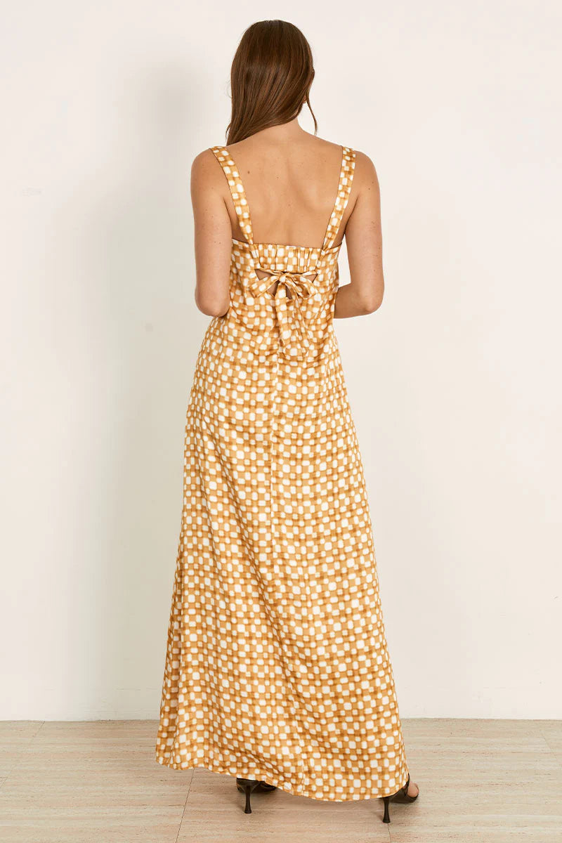 Mon Renn Lumen midi dress golden check
