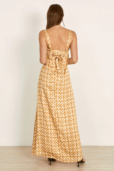 Mon Renn Lumen midi dress golden check