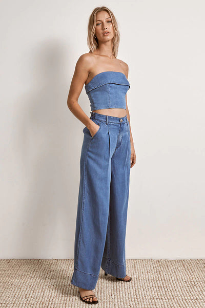 Mon Renn Odyssey Strapless Denim Bustiere top