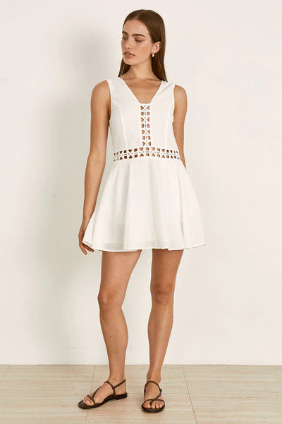 Mon Renn Paradise Linen mini dress White