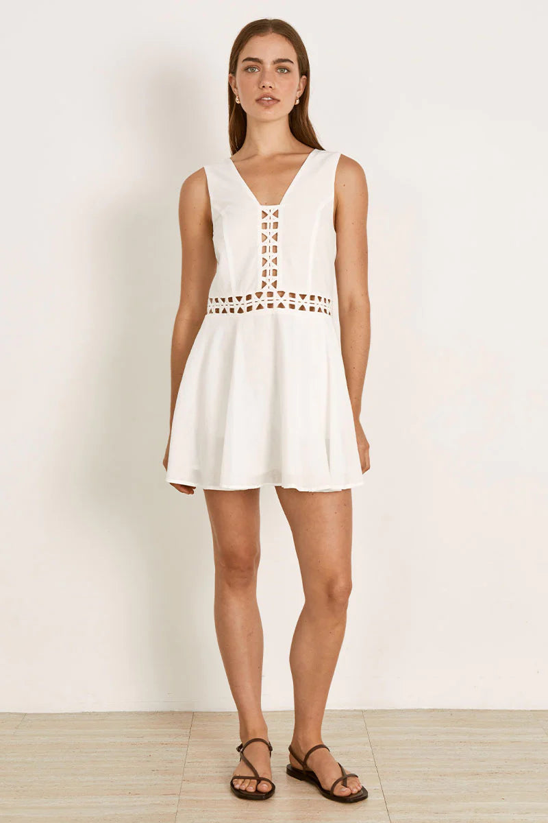 Mon Renn Paradise Linen mini dress White