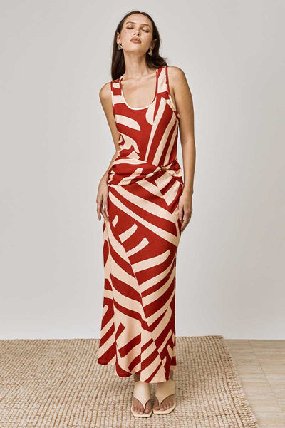 MON RENN RHYTHM TROPICO PRINTED MIDI DRESS