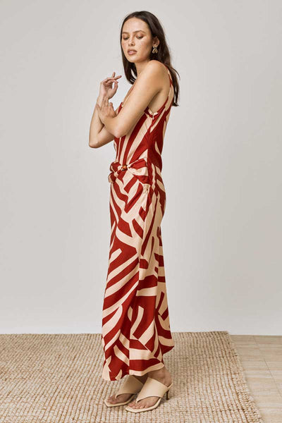 MON RENN RHYTHM TROPICO PRINTED MIDI DRESS