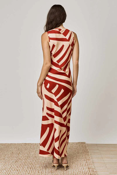 MON RENN RHYTHM TROPICO PRINTED MIDI DRESS