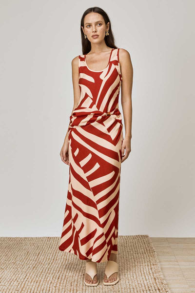 MON RENN RHYTHM TROPICO PRINTED MIDI DRESS
