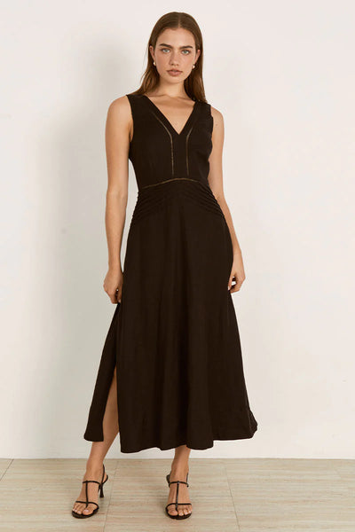 Mon Renn zenith linen midi dress black