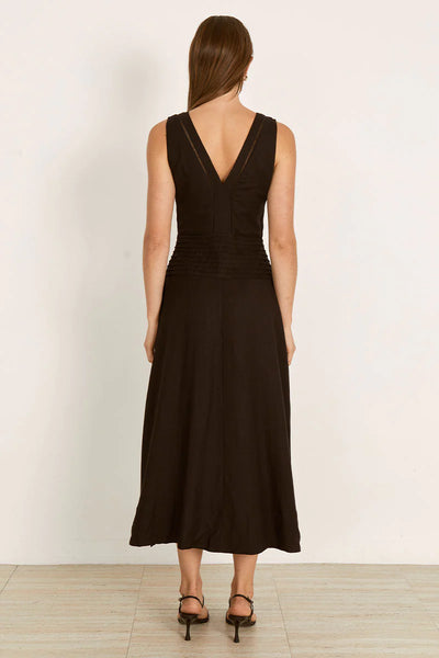 Mon Renn zenith linen midi dress black