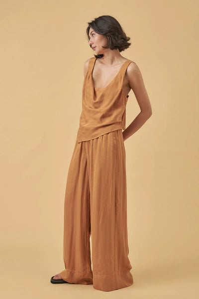 Mon Renn Eternal Bias cut cupro top Golden STripe