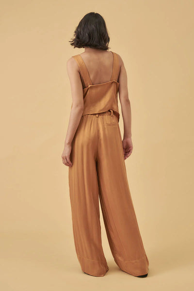 Mon Renn Eternal Bias cut cupro top Golden STripe