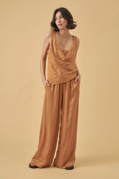 Mon Renn Eternal Bias cut cupro top Golden STripe