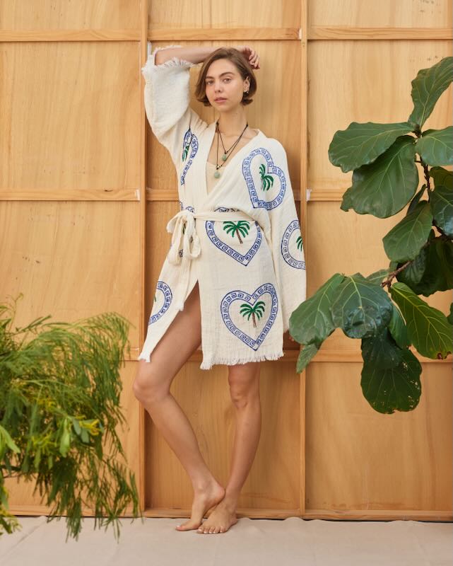 CIE CIE + CO THE PALM MIDI ROBE NATURAL | BABY LEMONADE STORE