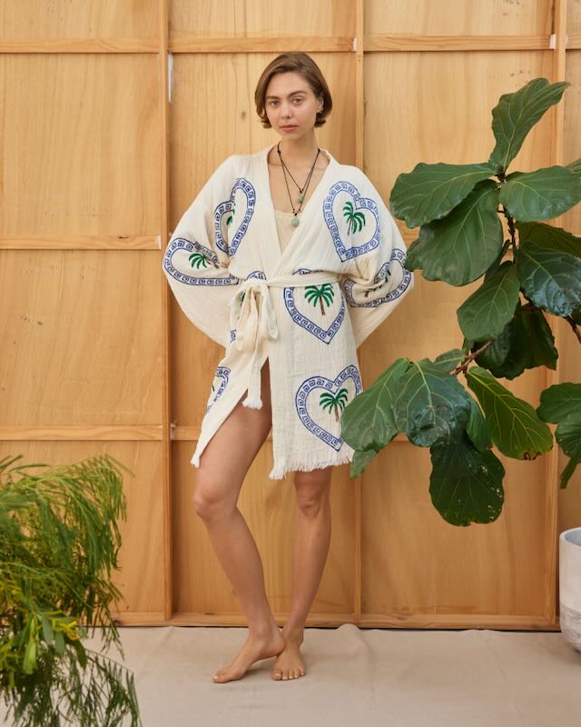 CIE CIE + CO THE PALM MIDI ROBE NATURAL | BABY LEMONADE STORE