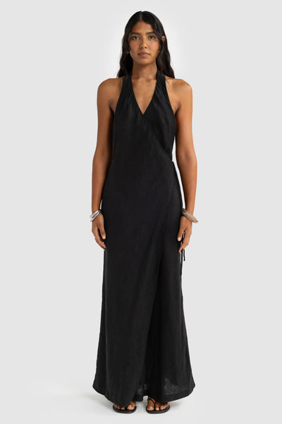 ORTC ELISE LINEN DRESS BLACK