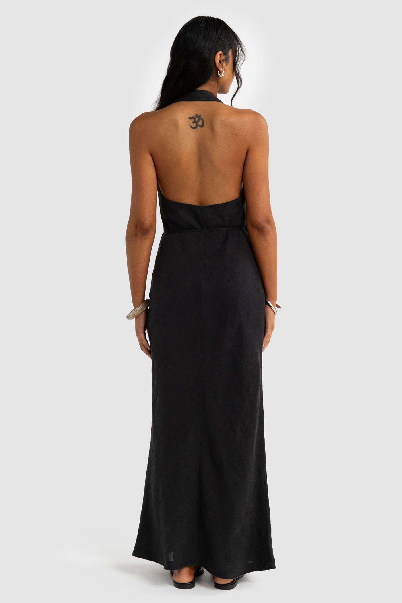 ORTC ELISE LINEN DRESS BLACK