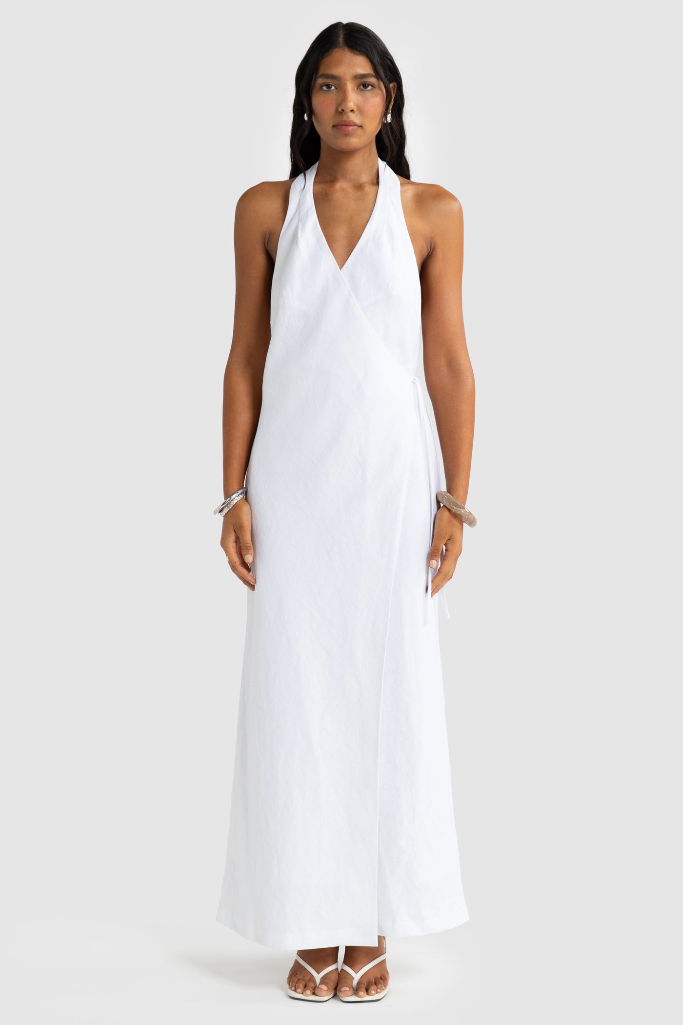 ORTC ELISE LINEN DRESS WHITE