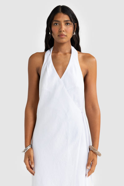 ORTC ELISE LINEN DRESS WHITE