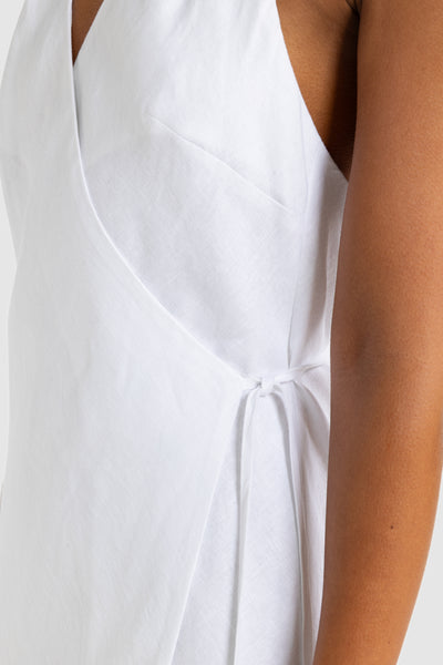 ORTC ELISE LINEN DRESS WHITE