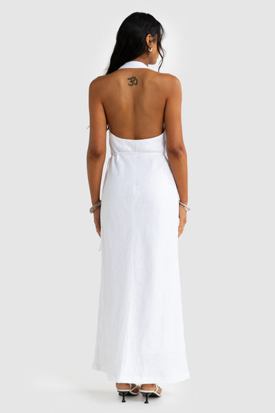 ORTC ELISE LINEN DRESS WHITE