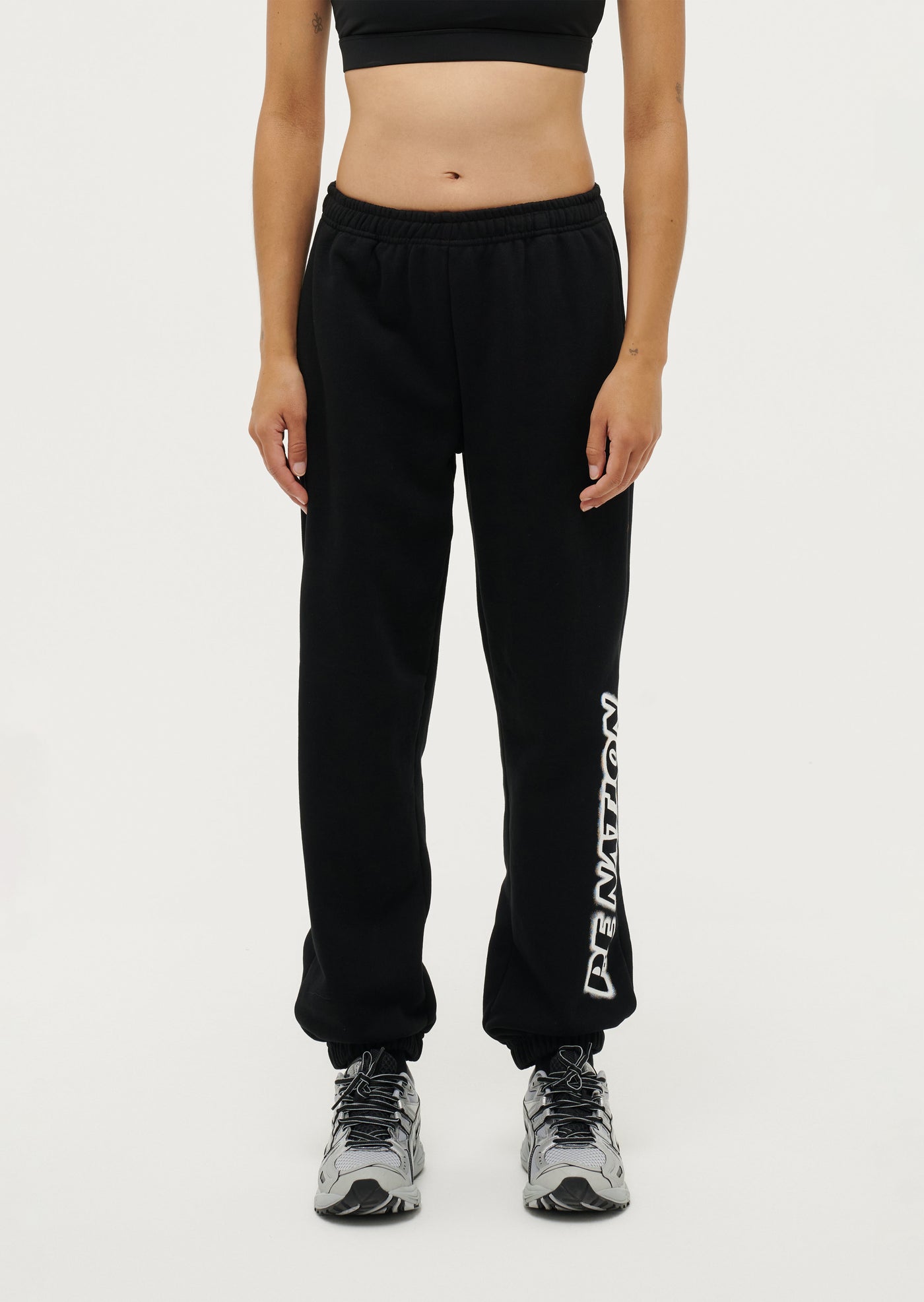 PE NATION TIE BREAK COTTON BLACK TRACKPANT