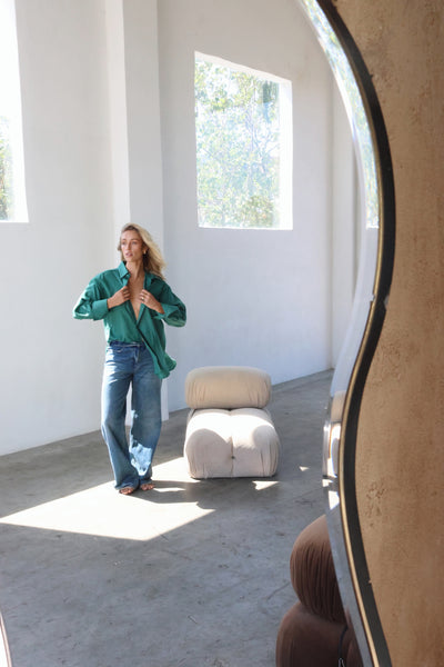 THE LINE | HENDRIX LONG SLEEVE LINEN SHIRT GREEN | BABY LEMONADE STORE
