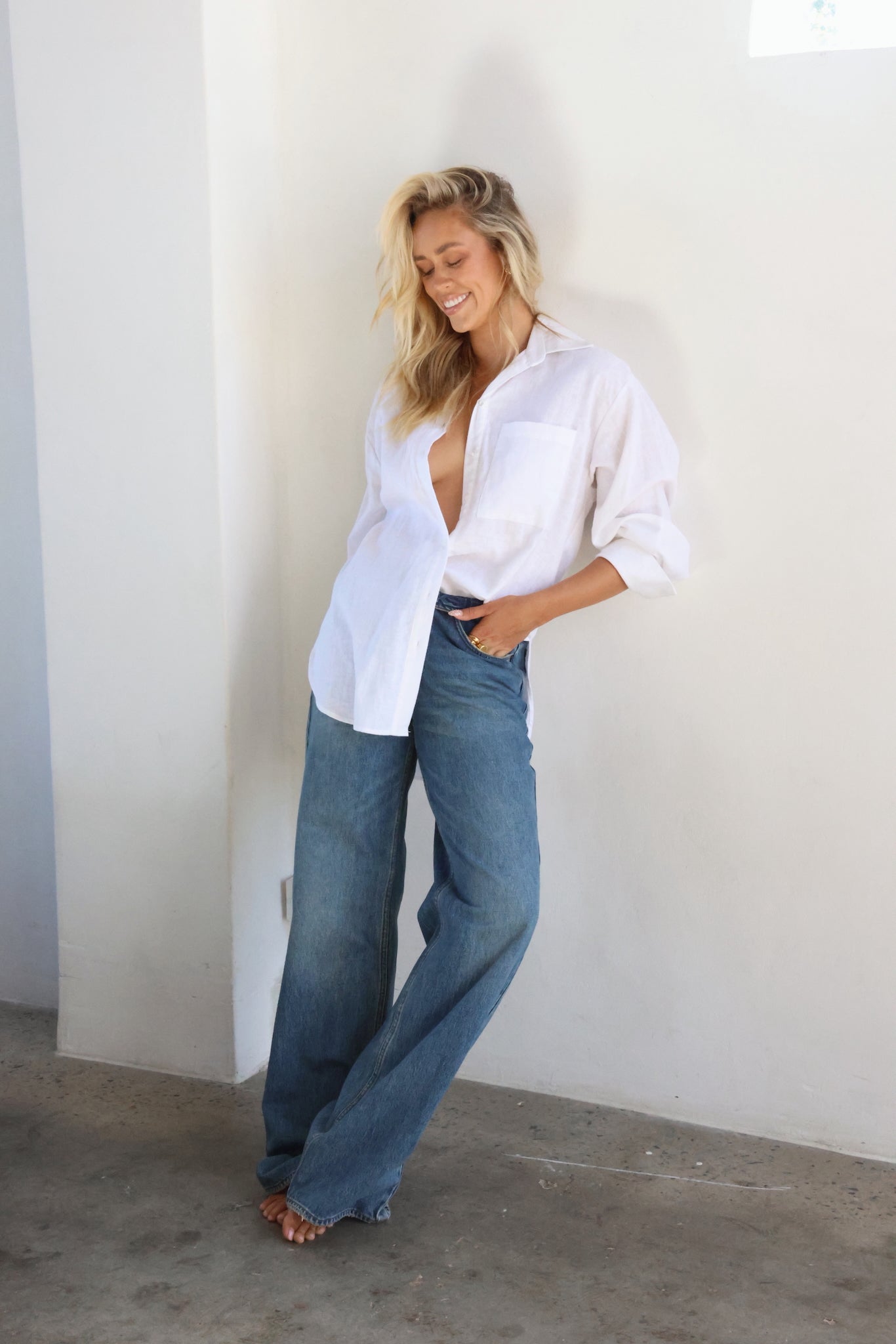 THE LINE | HENDRIX LONG SLEEVE LINEN SHIRT WHITE| BABY LEMONADE STORE