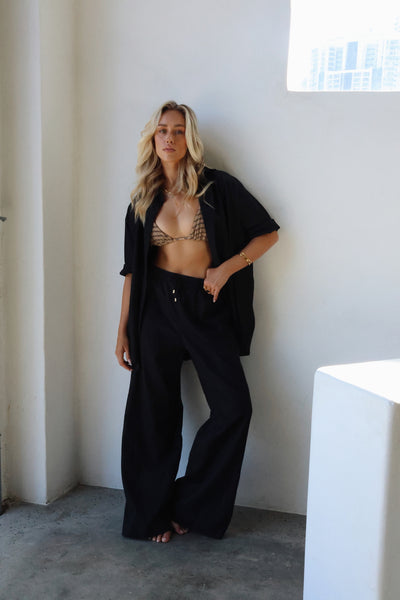 THE LINE | JONES LINEN PANTS BLACK| BABY LEMONADE STORE