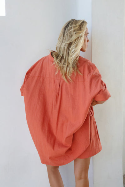 THE LINE | BOWIE SHORT SLEEVE LINEN SHIRT AMBER | BABY LEMONADE STORE