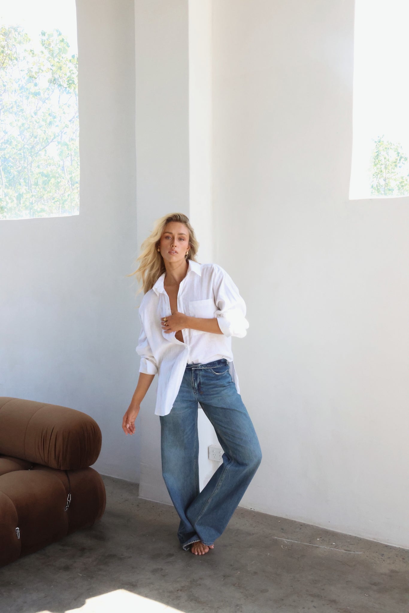 THE LINE | HENDRIX LONG SLEEVE LINEN SHIRT WHITE| BABY LEMONADE STORE