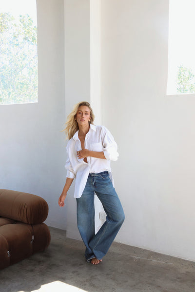 THE LINE | HENDRIX LONG SLEEVE LINEN SHIRT WHITE| BABY LEMONADE STORE