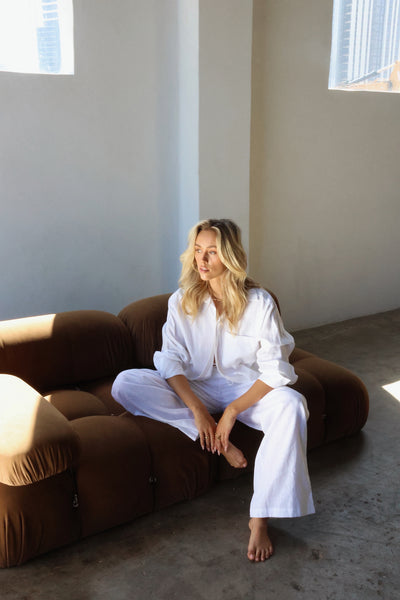 THE LINE | HENDRIX LONG SLEEVE LINEN SHIRT WHITE| BABY LEMONADE STORE