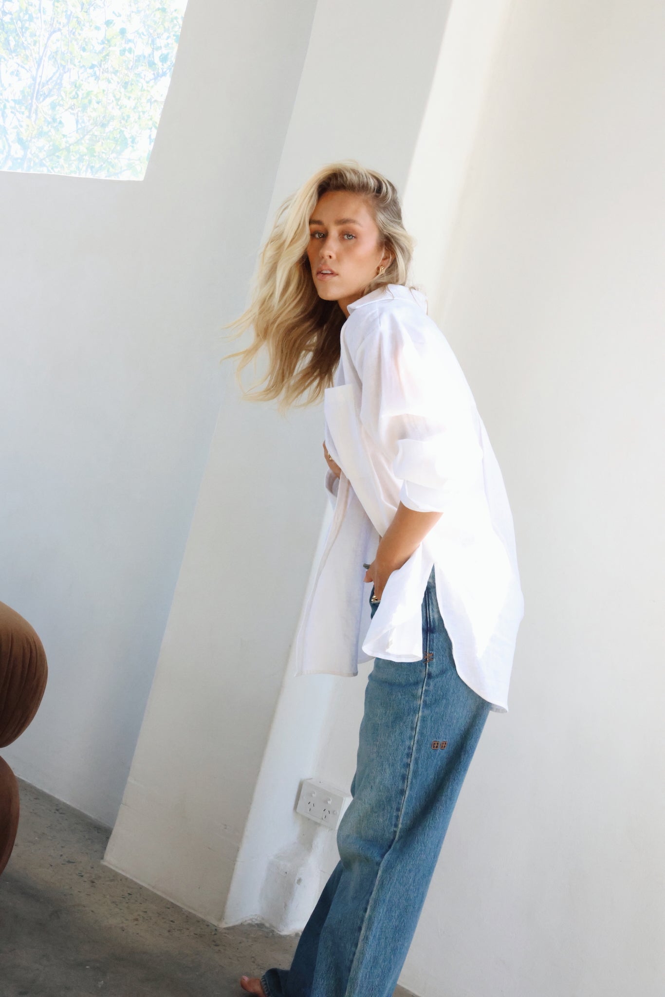THE LINE | HENDRIX LONG SLEEVE LINEN SHIRT WHITE| BABY LEMONADE STORE