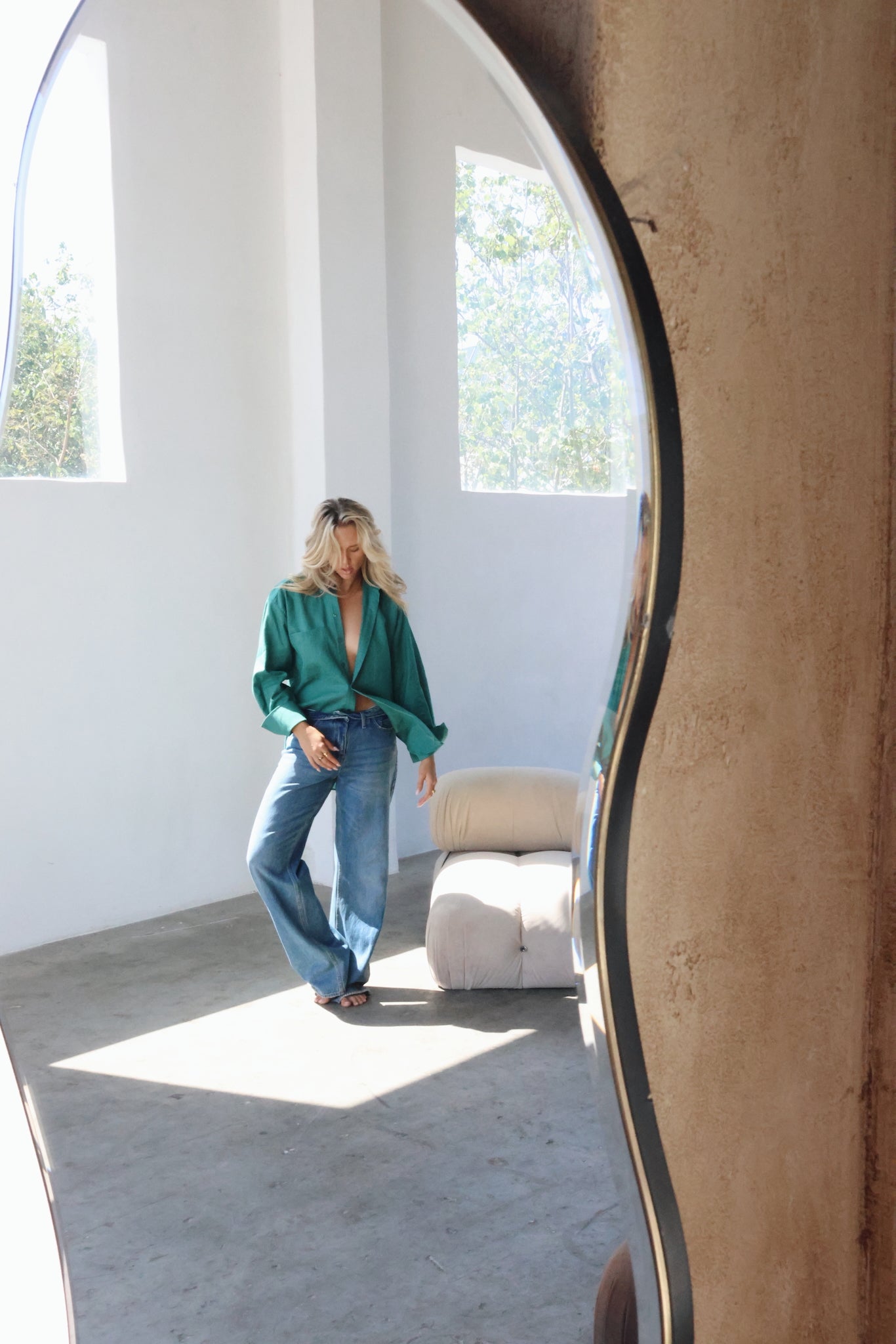 THE LINE | HENDRIX LONG SLEEVE LINEN SHIRT GREEN | BABY LEMONADE STORE