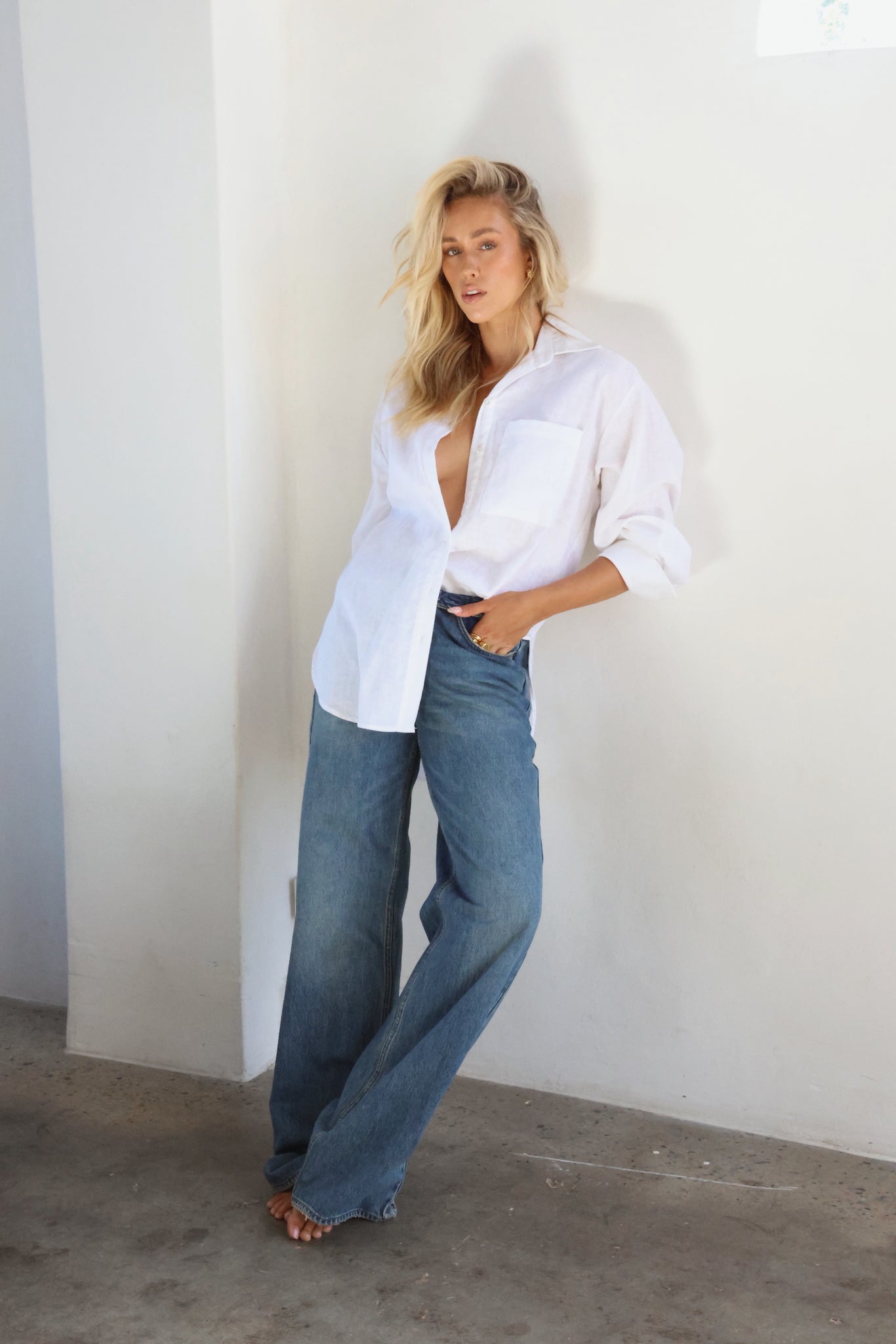THE LINE | HENDRIX LONG SLEEVE LINEN SHIRT WHITE| BABY LEMONADE STORE