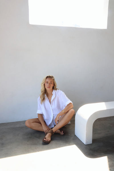 THE LINE | BOWIE SHORT SLEEVE LINEN SHIRT WHITE | BABY LEMONADE STORE