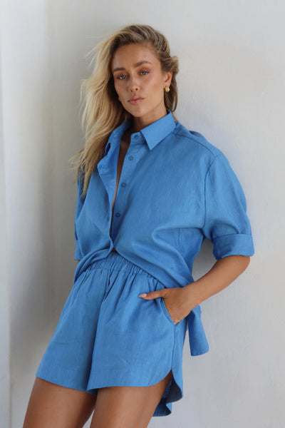 THE LINE | KNOX LINEN SHORTS OCEAN| BABY LEMONADE STORE